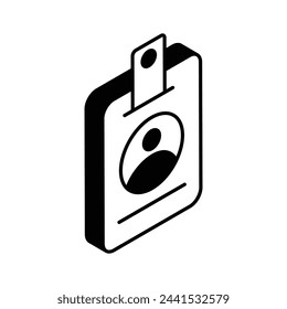 Take a look at this amazing isometric icon of identity card, employee card vector design