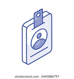 Take a look at this amazing isometric icon of identity card, employee card vector design