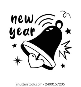 Take a look at this beautifully designed new year ringing bell sticker in flat style