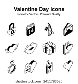 Take a look at this carefully crafted valentines day isometric icons set, ready for premium use