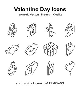 Take a look at this carefully crafted valentines day isometric icons set, ready for premium use