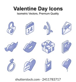 Take a look at this carefully crafted valentines day isometric icons set, ready for premium use