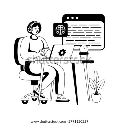 Take a look at this creative glyph illustration of content creation and online blogging work