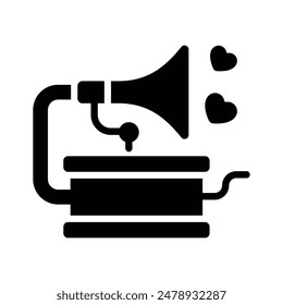 Take a look at this creative icon of gramophone, romantic music vector