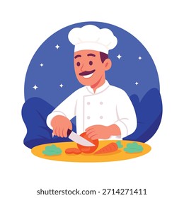 Echa un vistazo a este icono creativo de cocina de chef en estilo de moda