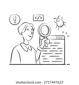 Eche un vistazo a esta ilustración creativa de depuración de software, corrección de errores
