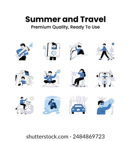 Take a look at this creatively crafted summer and travel illustrations set