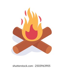 Take a look at this creatively crafted isometric icon of bonfire in modern style