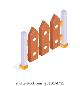 Echa un vistazo a este ícono isométrico de valla, listo para usar Vector