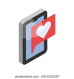 Take a look at this trendy isometric icon of romantic chat, love message vector