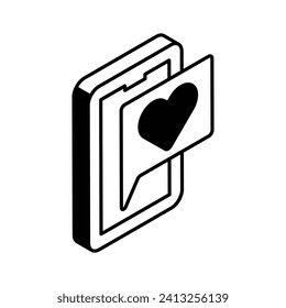 Take a look at this trendy isometric icon of romantic chat, love message vector