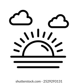 Echa un vistazo a este ícono de Vector del amanecer, que representa con nubes y luz solar