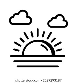 Echa un vistazo a este ícono de Vector del amanecer, que representa con nubes y luz solar