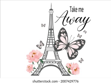 take me away with butterfly and eiffel tower