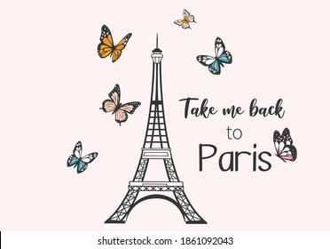 take me back to Paris bonjour france seamless pattern texture  paris eifell tower vector design butterfly bonjour Paris  Eiffel Tower and butterflies seamless pattern texture wallpaper background desi