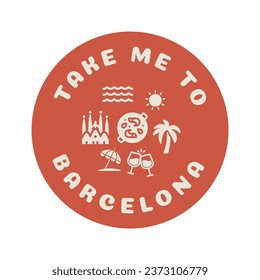 take me to Barcelona boho circle with different shapes svg