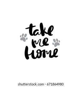 Take me home postcard ink modern brush calligraphy isolated