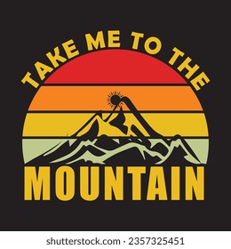 take me to the mountain.illustrations with patches for t-shirts and other uses
