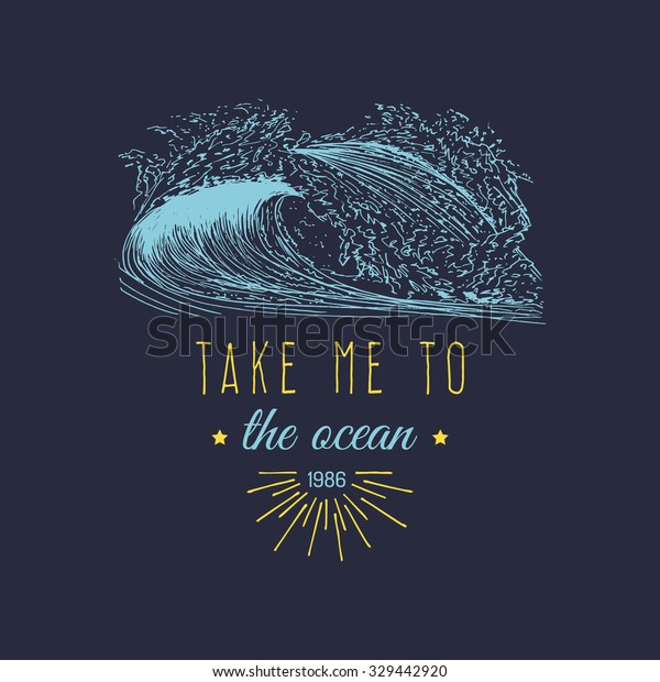 Take Me Ocean Vector Hand Lettering Stock Vector Royalty Free