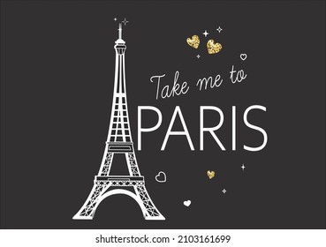 take me to paris vector hand drawn