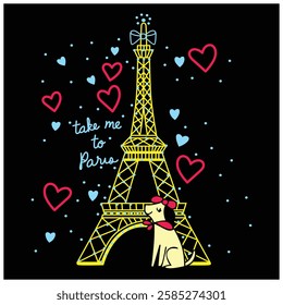 take me to Paris vector illustration art.