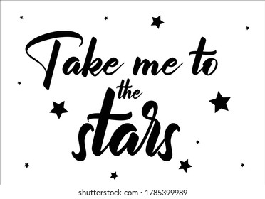 take me to stars vector design hand drawn shine bright decorative pink sequin design optimist motivational inspirational positive quote