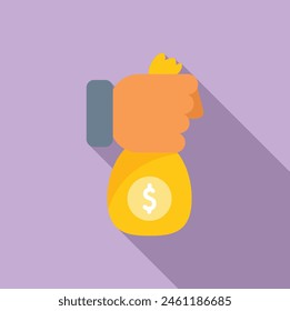 Take money bag collateral icon flat vector. Investment capital. Owner debt