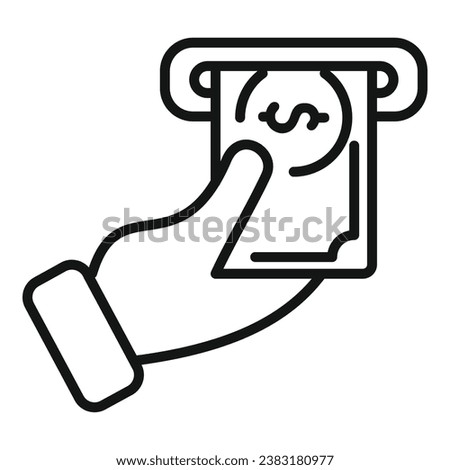 Take money cash from atm icon outline vector. Card change. Payment sign
