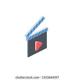 Take movie video play. Vector 3d isometric, color web icon, new flat style. Creative illustration design, idea for infographics.