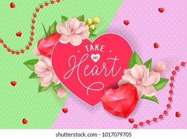 Take My Heart Lettering with Blossoms
