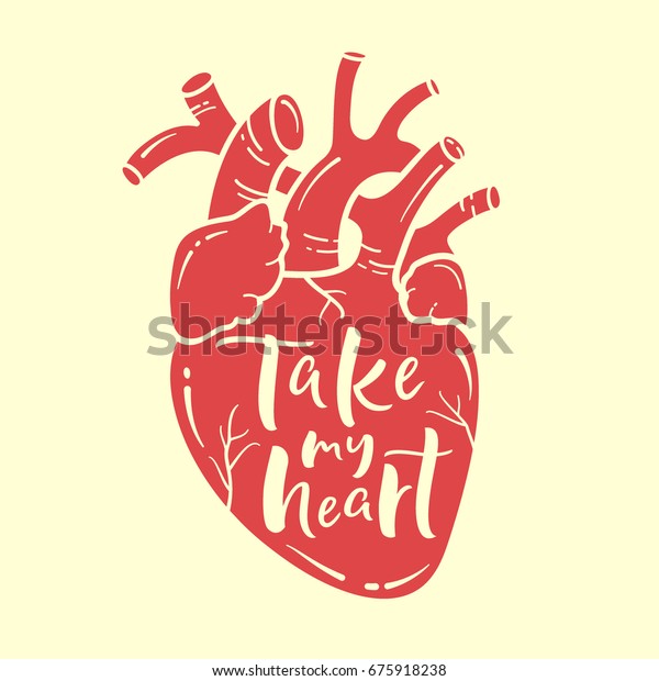 Take My Heart Sign Anatomical Heart Stock Vector (royalty Free) 675918238