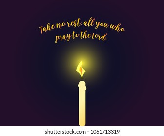 Take Not Rest Text Over Candle with Dark Purple/Blue Background 