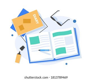 Take note of the diary,flat design icon vector illustration