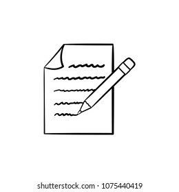 Take Note Hand Drawn Outline Doodle Icon. Pencil And Paper Sheet Vector Sketch Illustration For Print, Web, Mobile And Infographics Isolated On White Background.