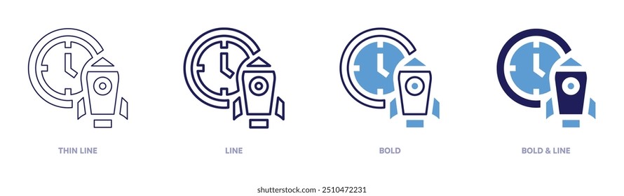 Take off icon in 4 different styles. Thin Line, Line, Bold, and Bold Line. Duotone style. Editable stroke.