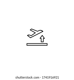 take off icon. simple, flat, black, outline. airport icon set.