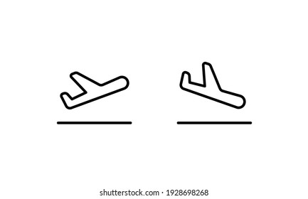 Take off and landing airplane simple thin line icon vector illustration