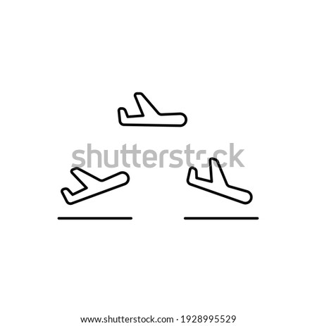 Take off and landing airplane simple thin line icon vector illustration