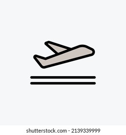 Quítate el avión en el aeropuerto. Icono de Viaje.