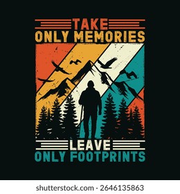 Take Only Memories, Leave Only Footprints - Retro Hiking Poster