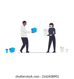 Take out boxes delivery service and characters design
