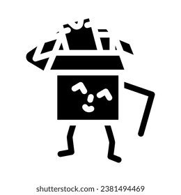 take out cardboard box character glyph icon vector. take out cardboard box character sign. isolated symbol illustration