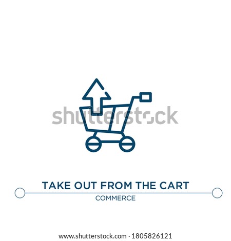 take out from the cart vector line icon. Simple element illustration. take out from the cart outline icon from commerce concept. Can be used for web and mobile

