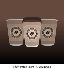 Take Out Coffee Vector Paper Cups Illustration