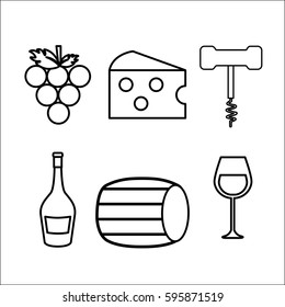 take out cork, grape, cheese, glass and bottle wine