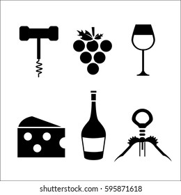 take out cork, grape, cheese, glass and bottle wine