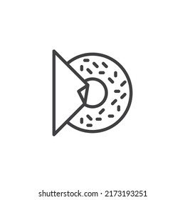 Take Out Donut Line Icon. Linear Style Sign For Mobile Concept And Web Design. Doughnut Outline Vector Icon. Symbol, Logo Illustration. Vector Graphics