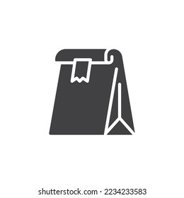 Take out food bag vector icon. filled flat sign for mobile concept and web design. Paper packaging glyph icon. Symbol, logo illustration. Vector graphics