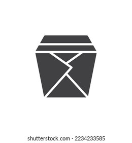 Nehmen Sie die Lebensmittelbox, Vektorsymbol. Papierverpackungen gefüllt mit flachen Zeichen für mobiles Konzept und Web-Design. Schnellfutterbehälterglyph-Symbol Symbol, Logo-Abbildung. Vektorgrafik