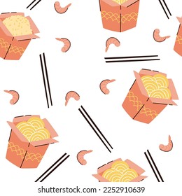 take out noodles. pattern hand drawn vector illustration in flat style